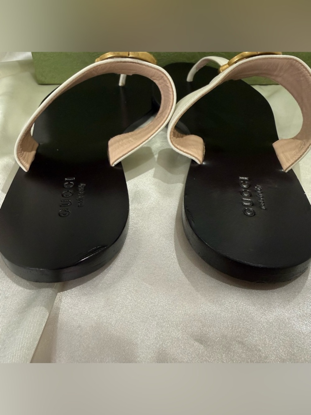 Gucci Lifford Marmont Sandal Flip Flop Size 36/6 White Double G Chic Vacation - Picture 13 of 16
